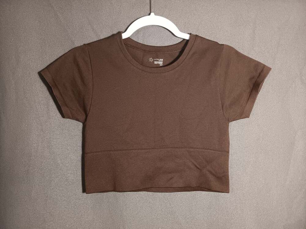 Aerie Brown Seamless Crop Top Real Good Women’s Small Stretchy Soft Knit